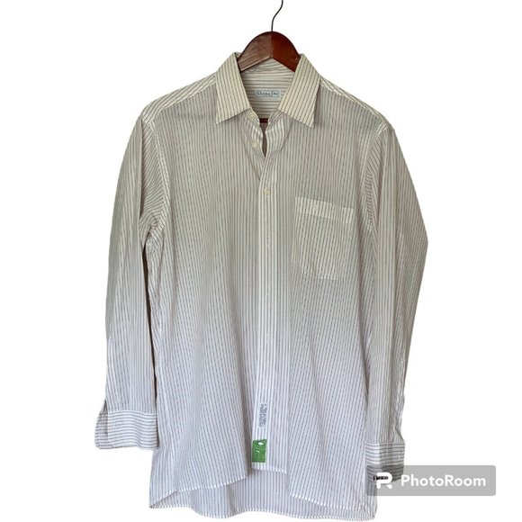 Dior Other - Christian Dior Vintage White Red Pin Stripes Long Sleeve Button Shirt Men's L
